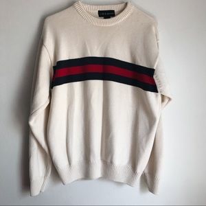 Vintage Blue Red Striped Sweater Crewneck